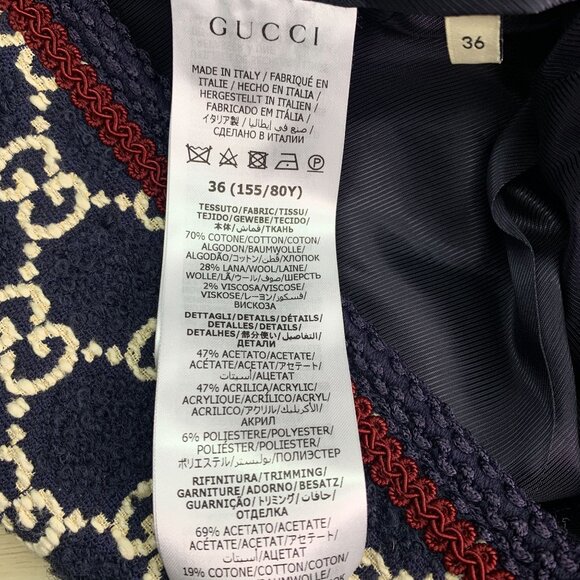 CW0396 Gucci Woman Wool Blend GG-Logo Patterned Coat With Gold Buttons - Picture 7 of 8